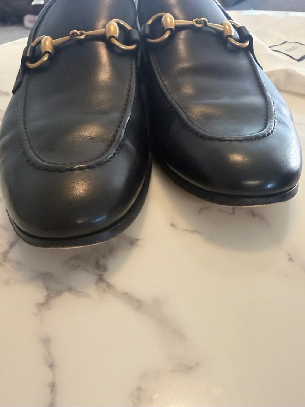 Gucci Black Leather Horsebit Jordan Slip-On Loafers size UK 6 US 7